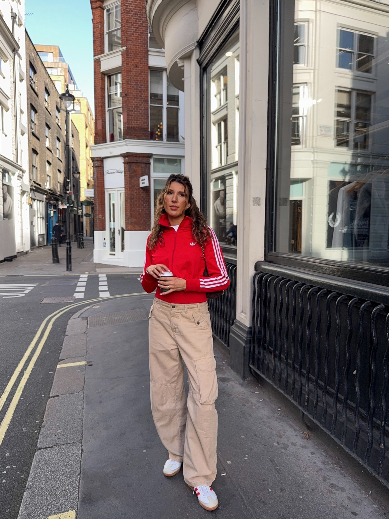 Weekending in my Adidas track top, cargo trousers and adidas samba trainers with a coffee in hand of course. This outfit is comfortable and practical. Perfect for the weekend ❤️

This track too runs small so I would suggest sizing up. 

#LTKootd #LTKspringtrends