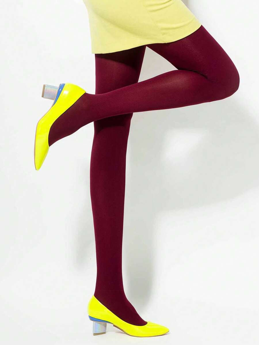 1pc Women's 120D Candy-Colored Pantyhose, Red, For Parties And Festivals | SHEIN