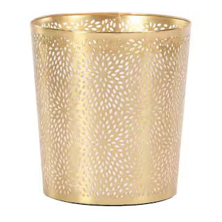 CosmoLiving by Cosmopolitan CosmoLiving by Cosmopolitan Cylinder Gold Small Waste Bin with Laser ... | The Home Depot