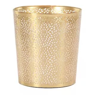 CosmoLiving by Cosmopolitan CosmoLiving by Cosmopolitan Cylinder Gold Small Waste Bin with Laser ... | The Home Depot