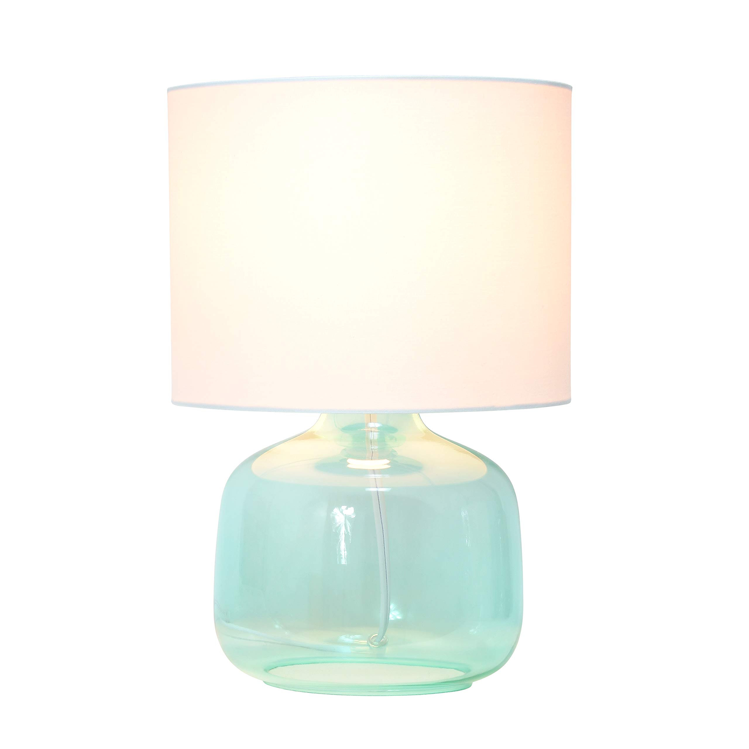 Simple Designs LT2064-AOW Aqua Glass Table Lamp with White Fabric Shade | Amazon (US)