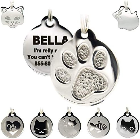 Stainless Steel Cat ID Tags - Engraved Personalized Cat Tags Includes up to 4 Lines of Text for C... | Amazon (US)