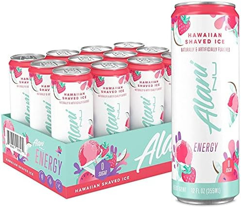 Alani Nu Sugar Free Energy Drinks 12 ounce Cans (Hawaiian Shaved Ice, 12 Cans) | Amazon (US)