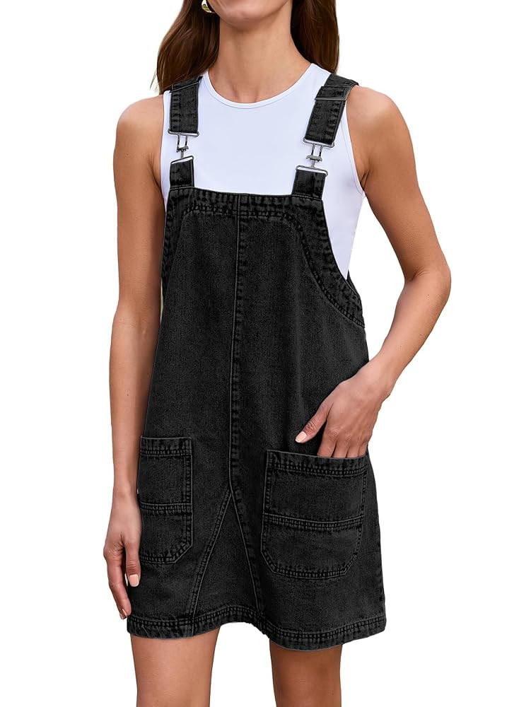 BerryGo Women's Denim Overall Dress Jean Sleeveless Mini Pinafore Adjustable Straps Overall Dress... | Amazon (US)