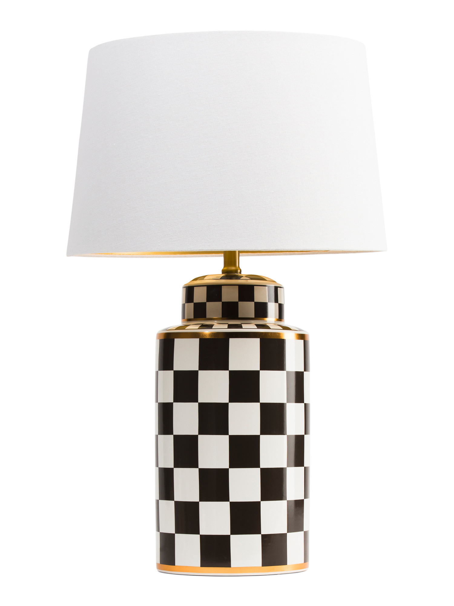 29in Checkered Ceramic Linen Shade Table Lamp | TJ Maxx