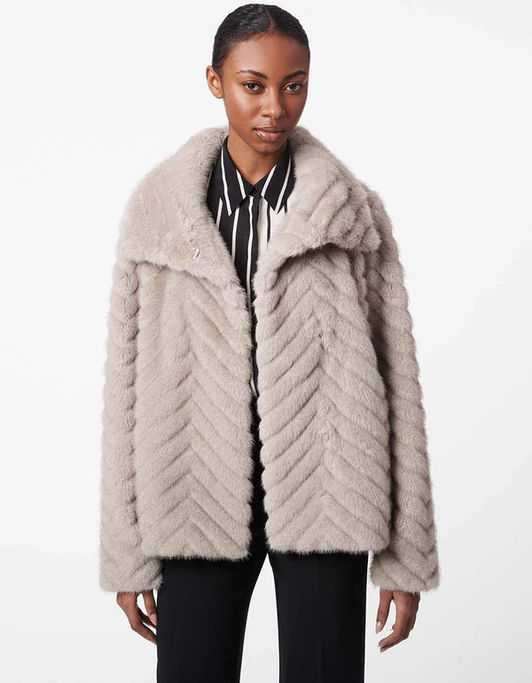 Chevron Faux Fur Jacket | Bernardo Fashions
