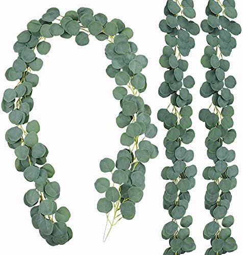 PARTY JOY 17.7FT 441Leaves Artificial Vines Faux Silk Eucalyptus Garland Greenery Wedding Backdrop A | Amazon (US)