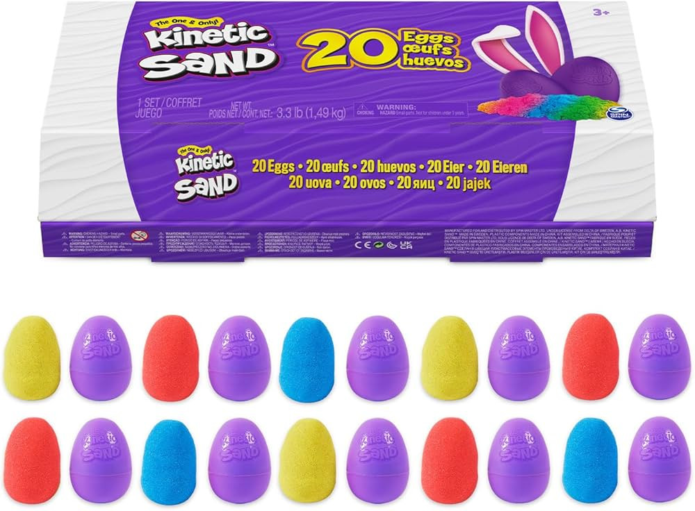 Kinetic Sand, 20-Pack Eggs with Red, Yellow, and Blue Play Sand, Goodie Bag Toys, Sensory Toys fo... | Amazon (US)