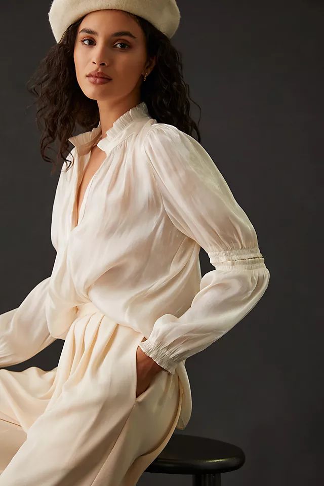 Current Air Ruched Shimmer Blouse | Anthropologie (US)