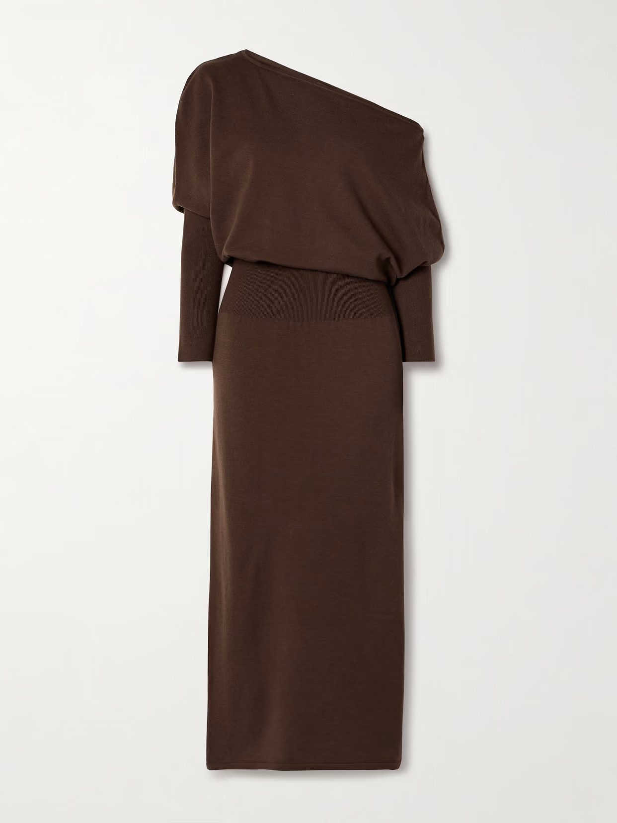 SIMKHAI - Janese Off-the-shoulder Draped Wool-blend Midi Dress - Brown | NET-A-PORTER (US)