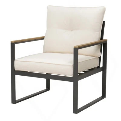 Steel Patio Furniture Armchair Set of 2, Metal Outdoor Chairs with Upgraded Cushions, All-Weather Outdoor Single Sofa for Balcony, Garden, Deck, Backy | Wayfair North America