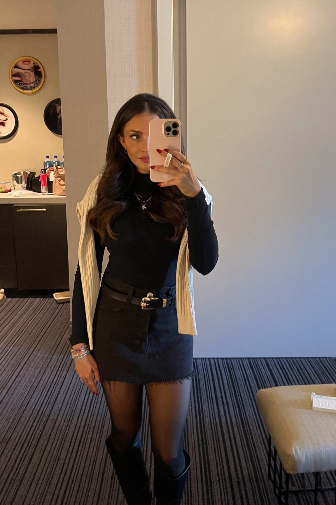 Weekend outfit - black turtleneck bodysuit (xs), amazon cardigan, gold layered necklaces, black knee high boots 


#LTKfindsunder50 #LTKsalealert #LTKfindsunder100