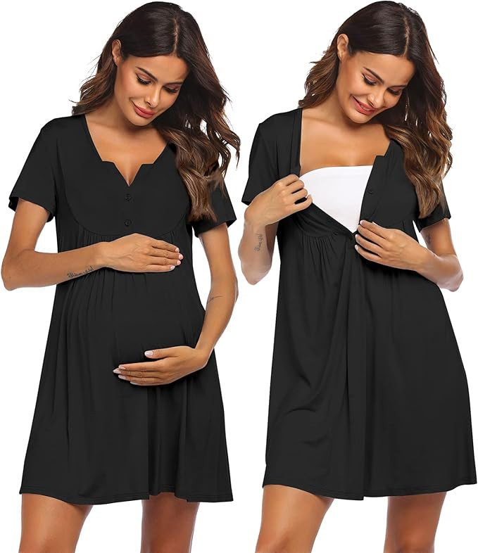 Ekouaer Labor and Delivery Gown, Nursing Nightgown, Maternity Nightgowns for Hospital Short Breas... | Amazon (US)