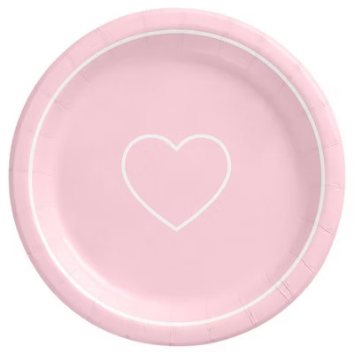 20ct 8.5" Valentine's Day Dinner Plate Simple Heart Light Pink - Spritz™ | Target