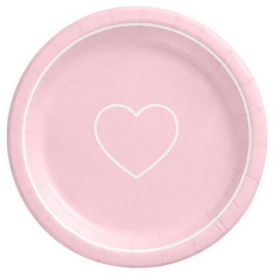 20ct 8.5&#34; Valentine&#39;s Day Dinner Plate Simple Heart Light Pink - Spritz&#8482; | Target