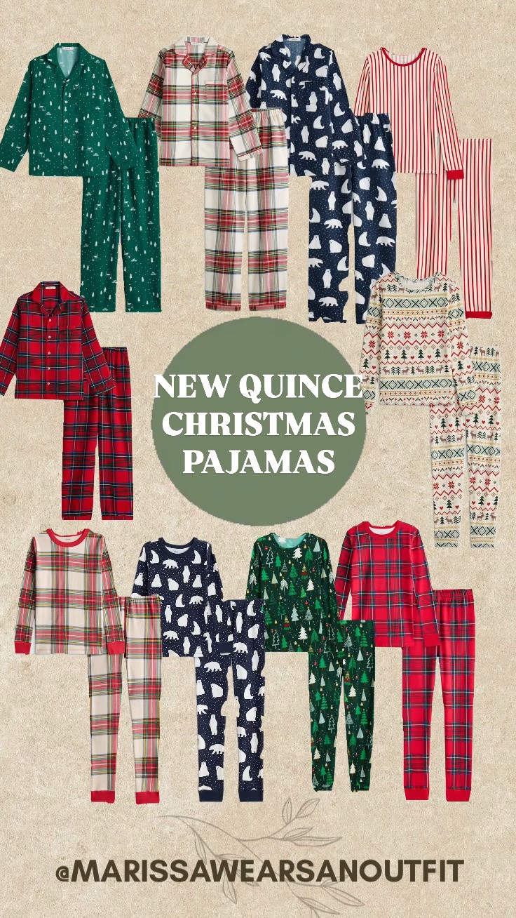 So many cute Christmas pajamas for the kiddos from @Quince! Bamboo, cotton and flannel! Click the links below and see all the different prints 🎄