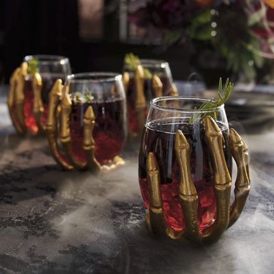 Skeleton Hand Wine Glasses, Set of Four | Grandin Road