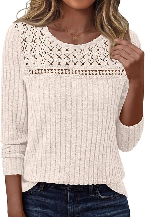 LILLUSORY Womens Long sleeve Sweaters Shirts Fall Tops | Amazon (US)