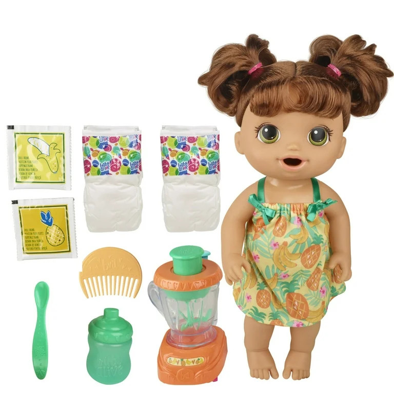 Baby Alive Magical Mixer Baby Doll Tropical Shake with Toy Blender, Brown Hair, Drinks, Wets & Ea... | Walmart (US)