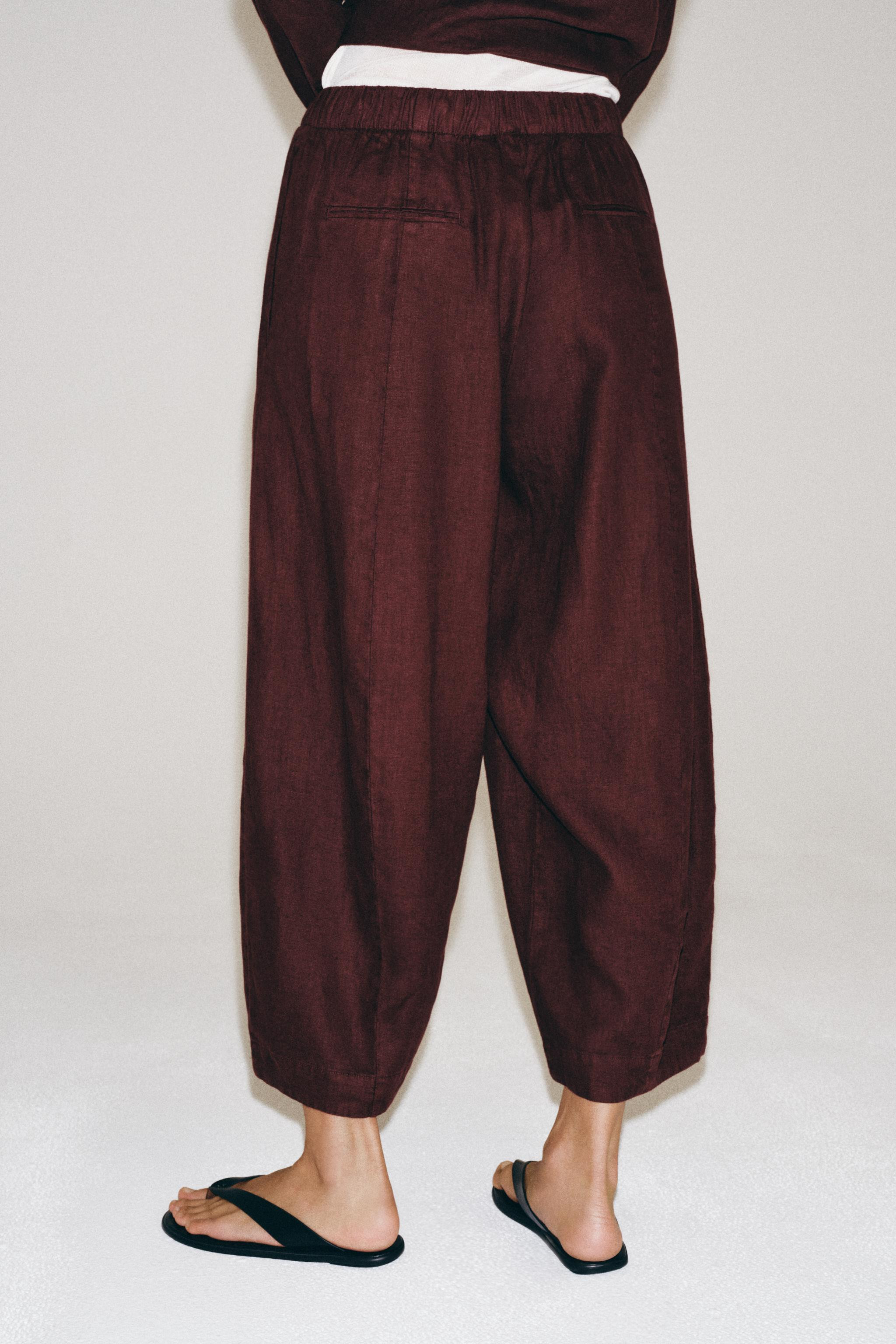 100% LINEN BARREL PANTS ZW COLLECTION | Zara US