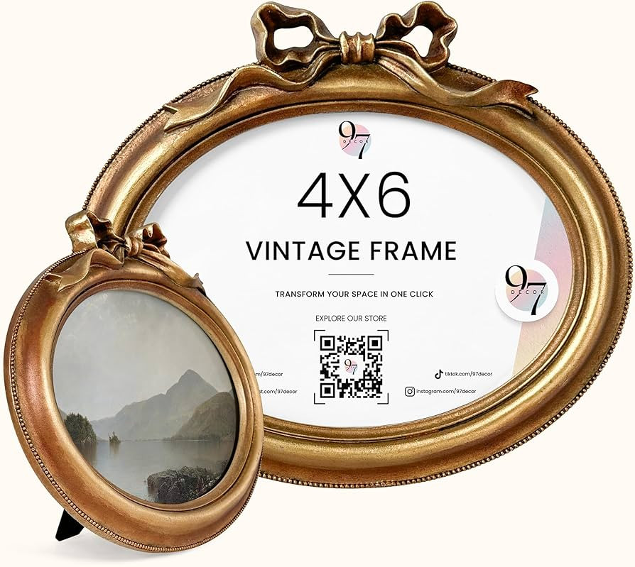 97 Decor Small Gold Oval Frame 4x6 - Vintage Picture Frames 4x6, Horizontal Antique Ornate Frame ... | Amazon (US)