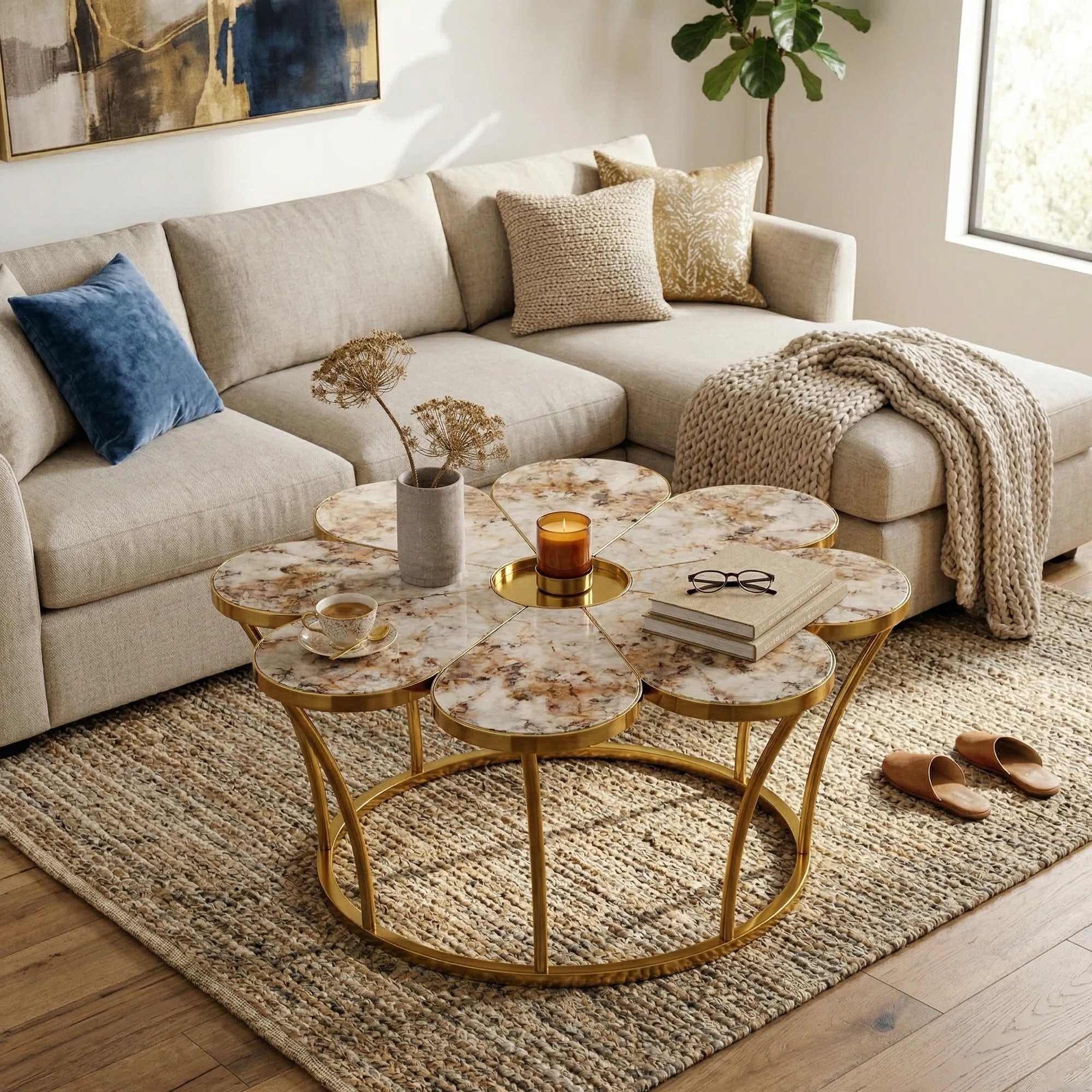 Boutique hotel energy at home — this innovative floral coffee table brings softness, structure, and luxury design into one piece. ON SALE and under $400.

Keywords:

* flower coffee table
* sculptural coffee table
* marble look coffee table
* gold coffee table
* modern coffee table
* luxury coffee table
* statement coffee table
* living room centerpiece
* boutique hotel decor
* luxury living room decor
* modern glam living room
* home styling ideas
* interior design inspiration
* apartment luxury decor
* living room upgrade
* designer home furniture
* sculptural furniture
* soft luxury aesthetic
* modern glam aesthetic
* editorial interiors
* feminine modern design
* art-inspired furniture
* high-end home style
* curated living space

#LTKSaleAlert #LTKSeasonal #LTKHome