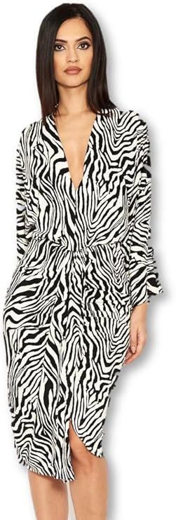 Amazon.com: AX Paris Women's Zebra Print Wrap Dress : Clothing, Shoes & Jewelry | Amazon (US)