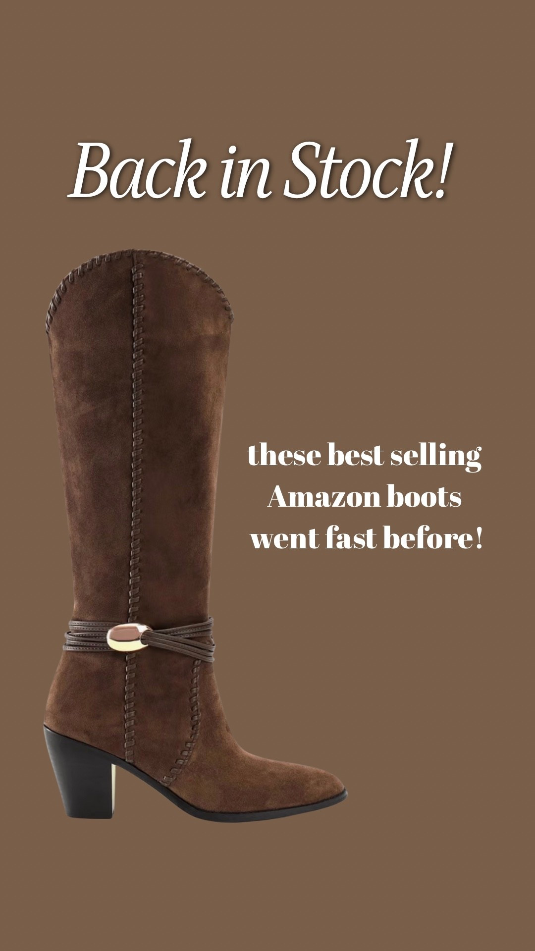 Amazon brown suede boots back in stock! Best seller that goes fast!