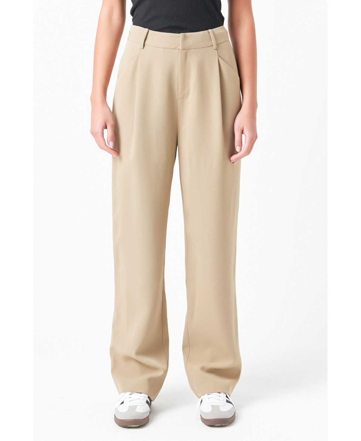 Women's Wide Leg High Waisted Trouser - Khaki | Macy's