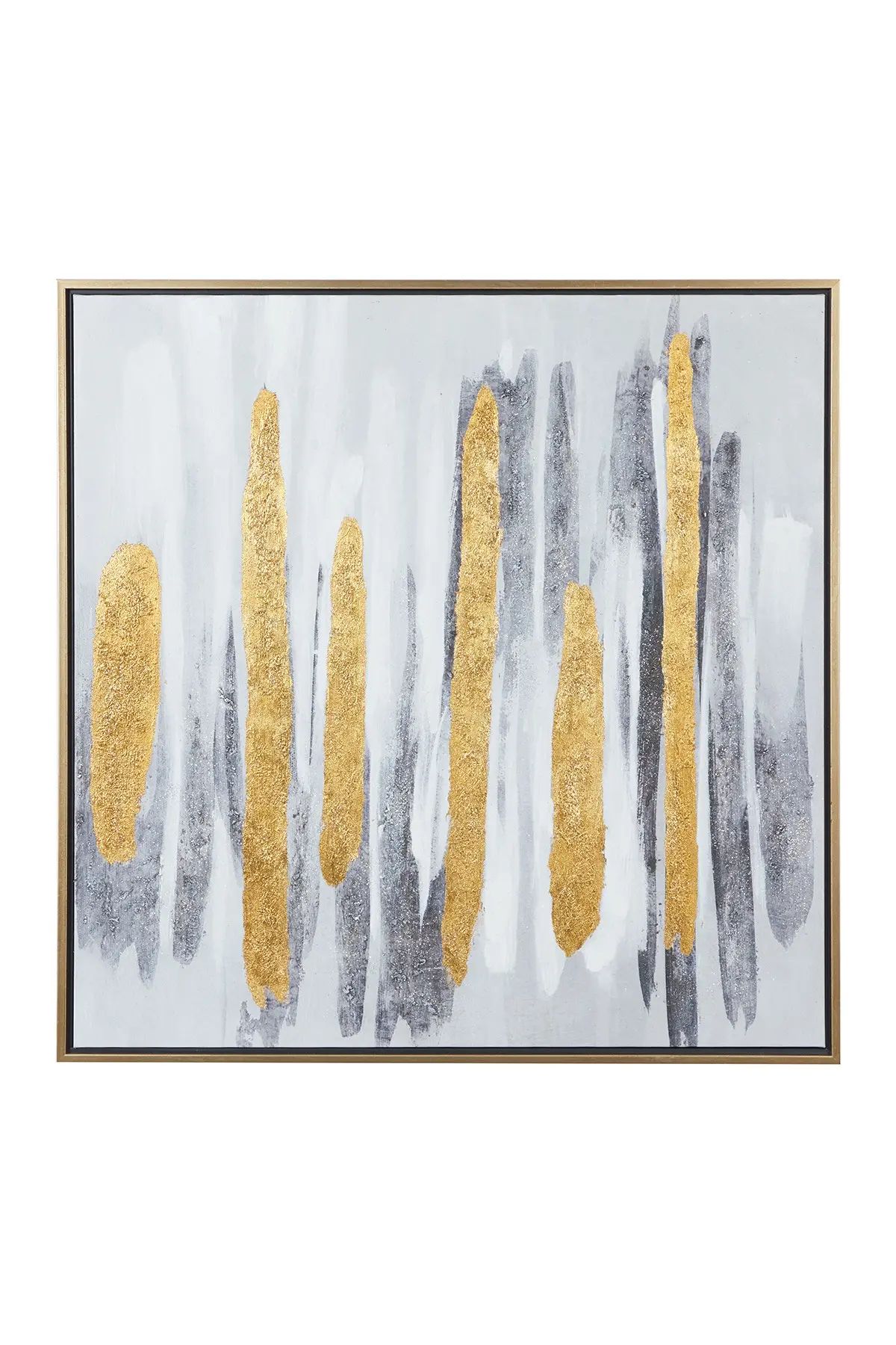 CosmoLiving by Cosmopolitan | Square Gold And Gray Brushed Stripe Abstract Canvas Wall Art With G... | Nordstrom Rack