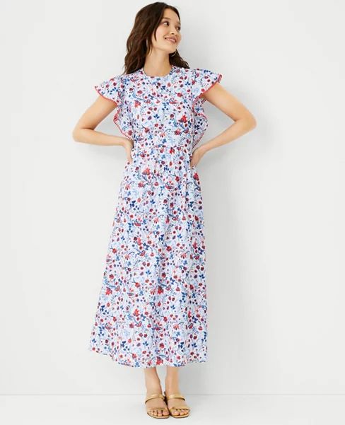 Floral Ruffle Sleeve Maxi Dress | Ann Taylor (US)