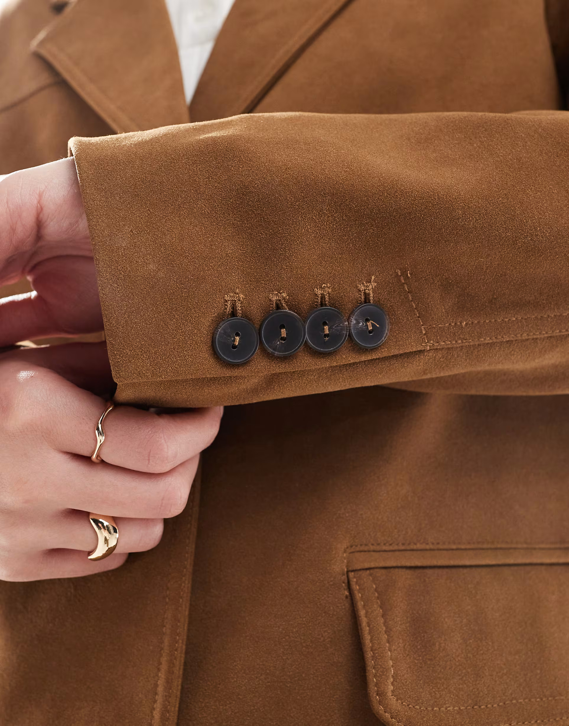 Bershka oversized faux suede blazer in tan | ASOS (Global)