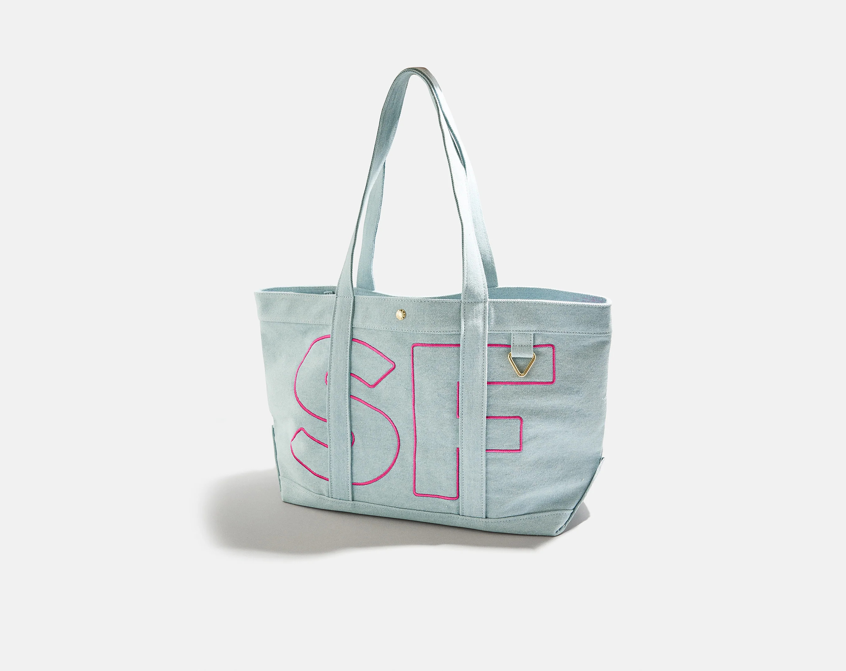 Custom Alpha Tote - Blue Denim | BaubleBar