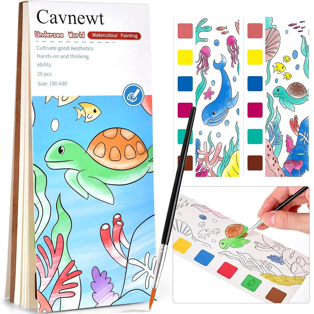 Cavnewt Pocket Watercolor Painting Book,21-Pages,Travel Paint Watercolor Coloring Book Set for Ki... | Amazon (US)