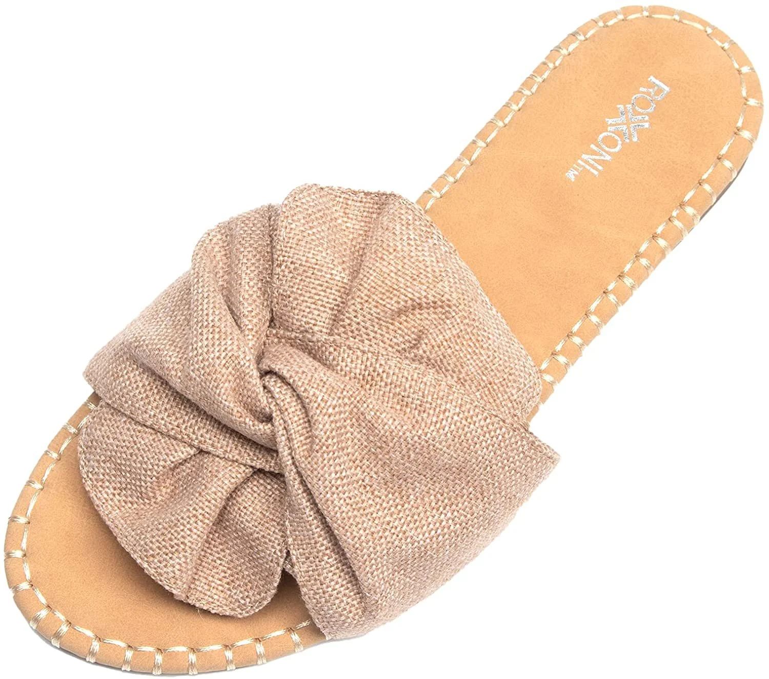 Roxoni Open Toe Sandal Slippers for Women - Indoor Outdoor Slides Shoes for Women - Spring Summer... | Walmart (US)