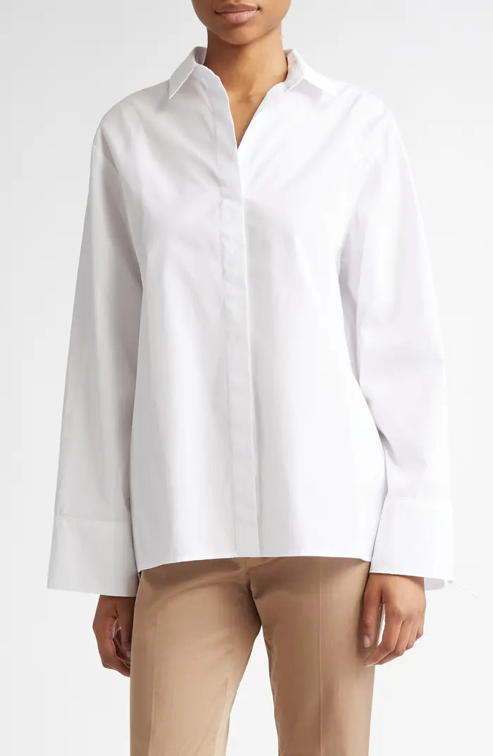 Max Mara Marte Lace Inset Button-Up Shirt | Nordstrom | Nordstrom