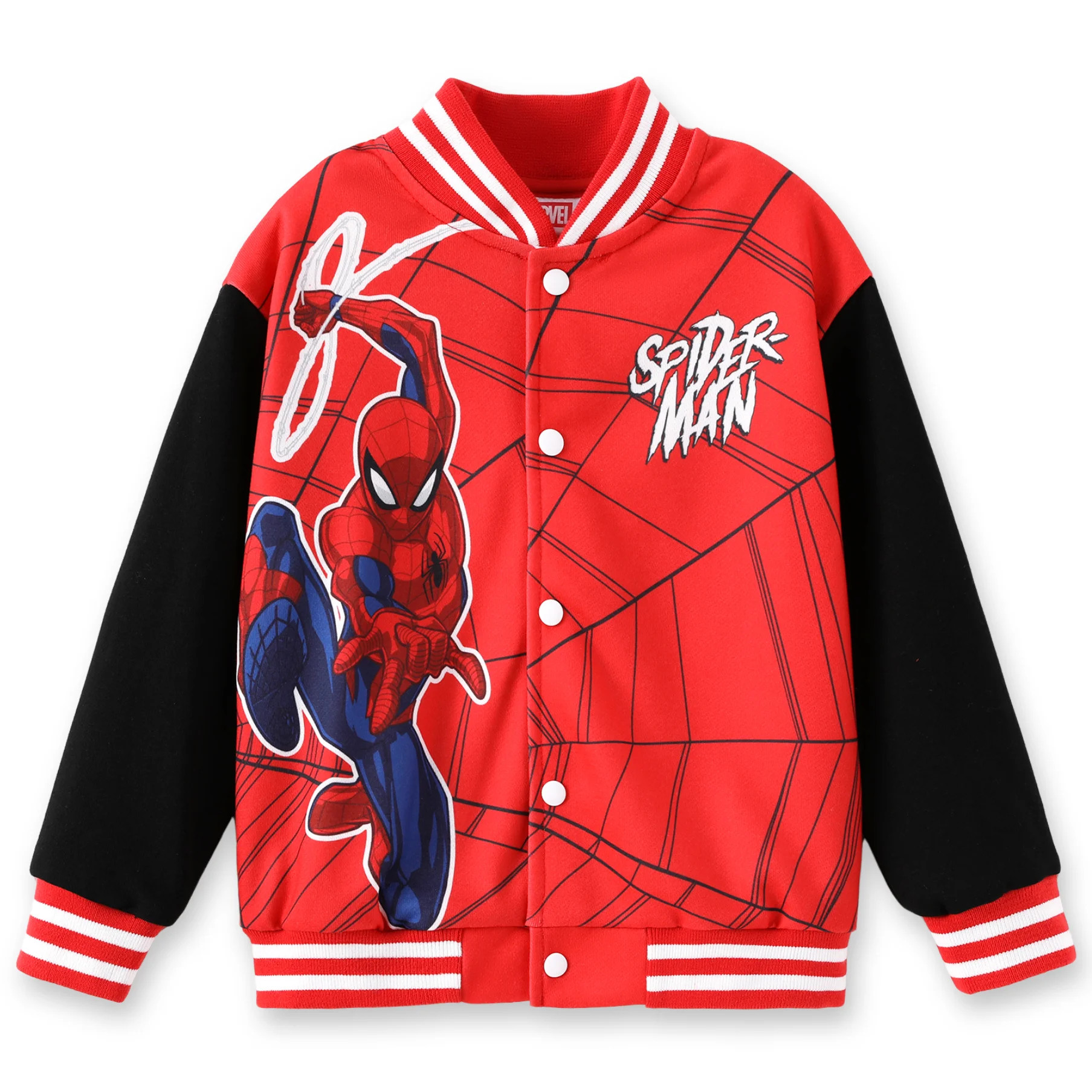 Marvel Boys Bomber Jackets Spider-Man Black Red Varsity Lightweight Sweatshirts Gift Fall Spring ... | Walmart (US)