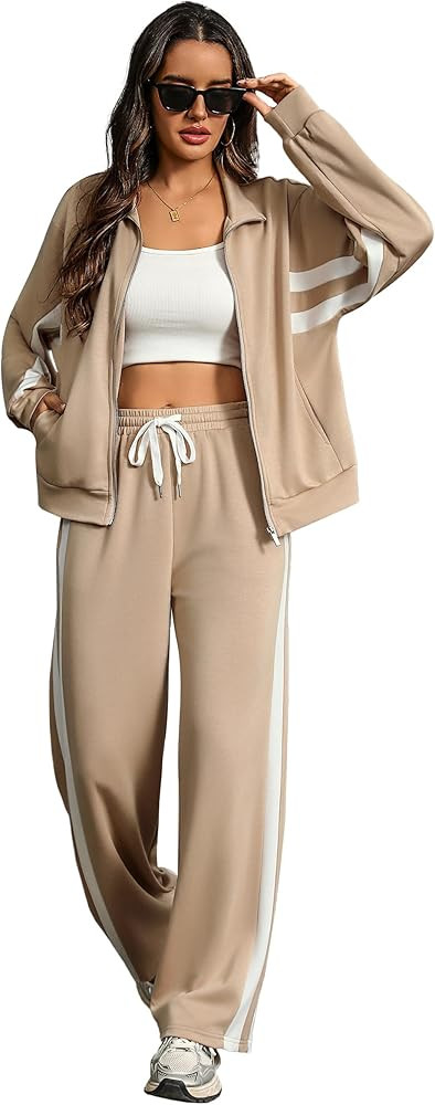Totatuit Womens 2 pieces Sweatsuit Sets Zip Up Sweatshirts and Sweatpants Tracksuit Lounge Set Tr... | Amazon (US)