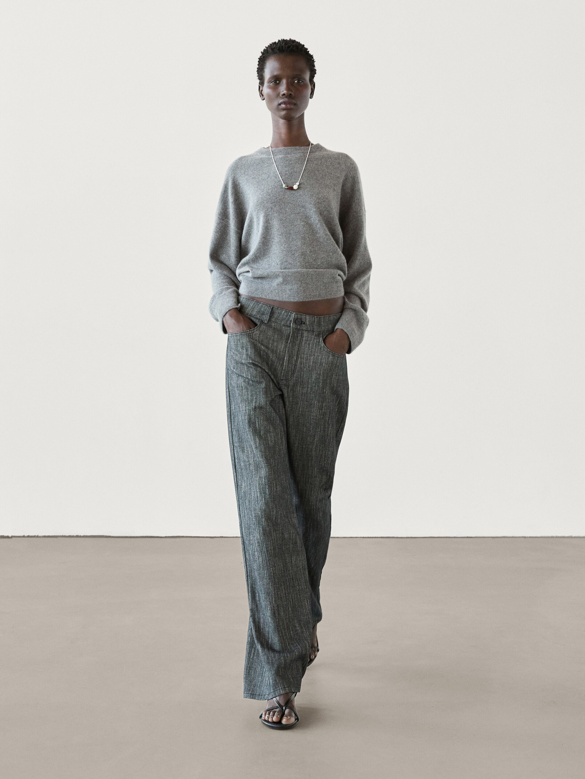 100% cashmere jumper round-neck jumper | Massimo Dutti UK