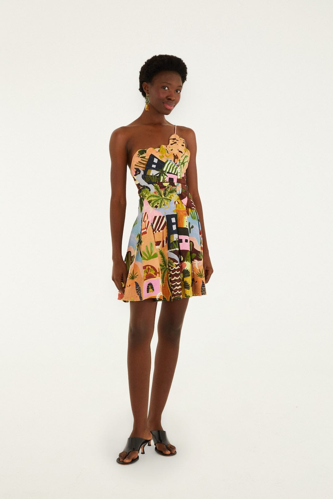 Multicolor Tropical Painting Lenzing Ecovero Euroflax Mini Dress | FARM Rio | FarmRio (US)