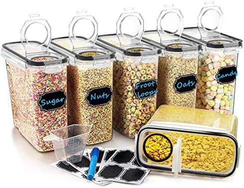 Large Cereal & Dry Food Storage Containers, Wildone Airtight Cereal Storage Containers for Sugar,... | Amazon (US)