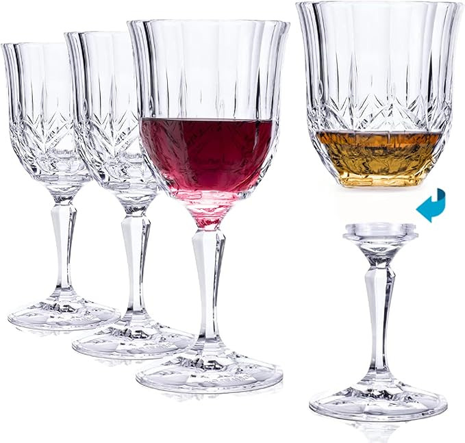 10 oz Brighton Premium Acrylic, Champange Clear Plastic, Twist off Stem, Wine Glasses, Shatterpro... | Amazon (US)
