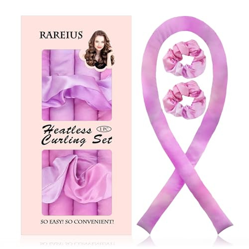 RAREIUS Satin Heatless Curling Set -1PC Overnight Hair Curlers， Rollers for No-Heat Soft Curls, Curling Rod Headband, Hair Curlers (Purple red, Large) | Amazon (US)