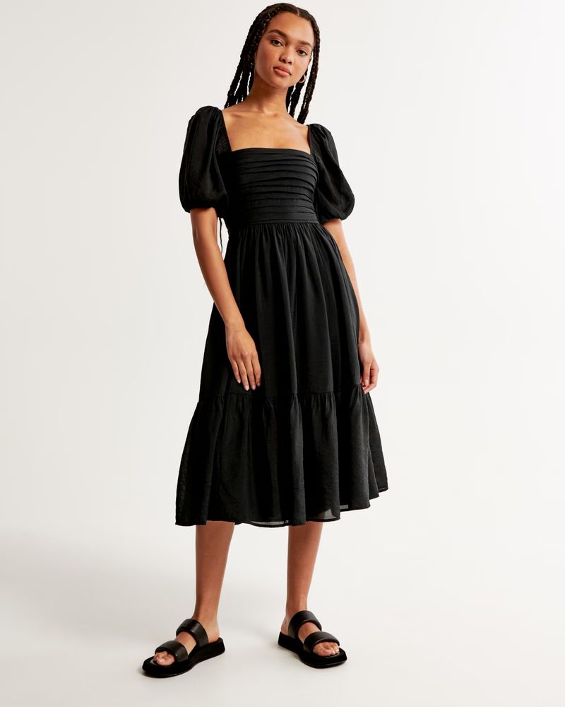 Women's Emerson Floaty Puff Sleeve Midi Dress | Women's Dresses & Jumpsuits | Abercrombie.com | Abercrombie & Fitch (US)