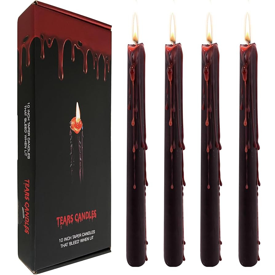 Topsics 4 PCAK Tears Taper Candles Set, 10 inch Black Candle, Bleeding for Halloween, Horror Them... | Amazon (CA)