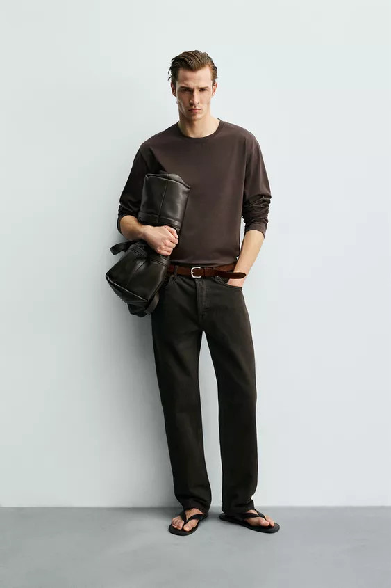 MERCERISED LONG SLEEVE T-SHIRT | Zara UK