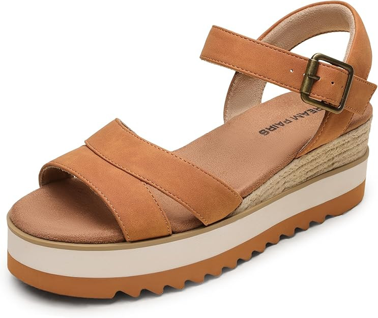 DREAM PAIRS Wedge Sandals for Women Espadrille Platform Sandals Open Toe Ankle Strap Low Wedges H... | Amazon (US)