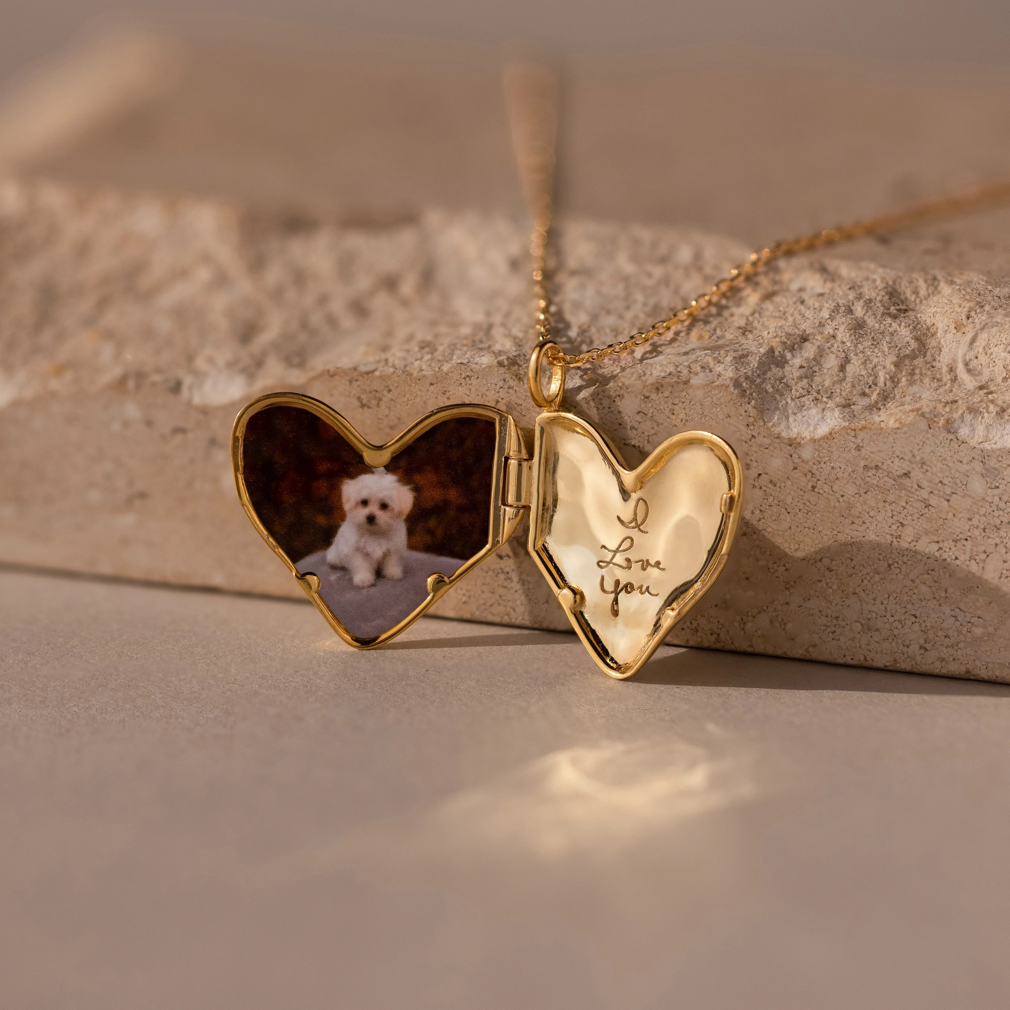 Custom Organic Heart Locket Necklace in 18K Gold | Caitlyn Minimalist | Caitlyn Minimalist