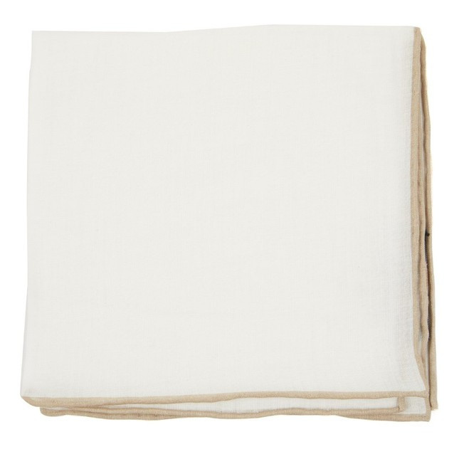 White Linen With Rolled Border Champagne Pocket Square | The Tie Bar