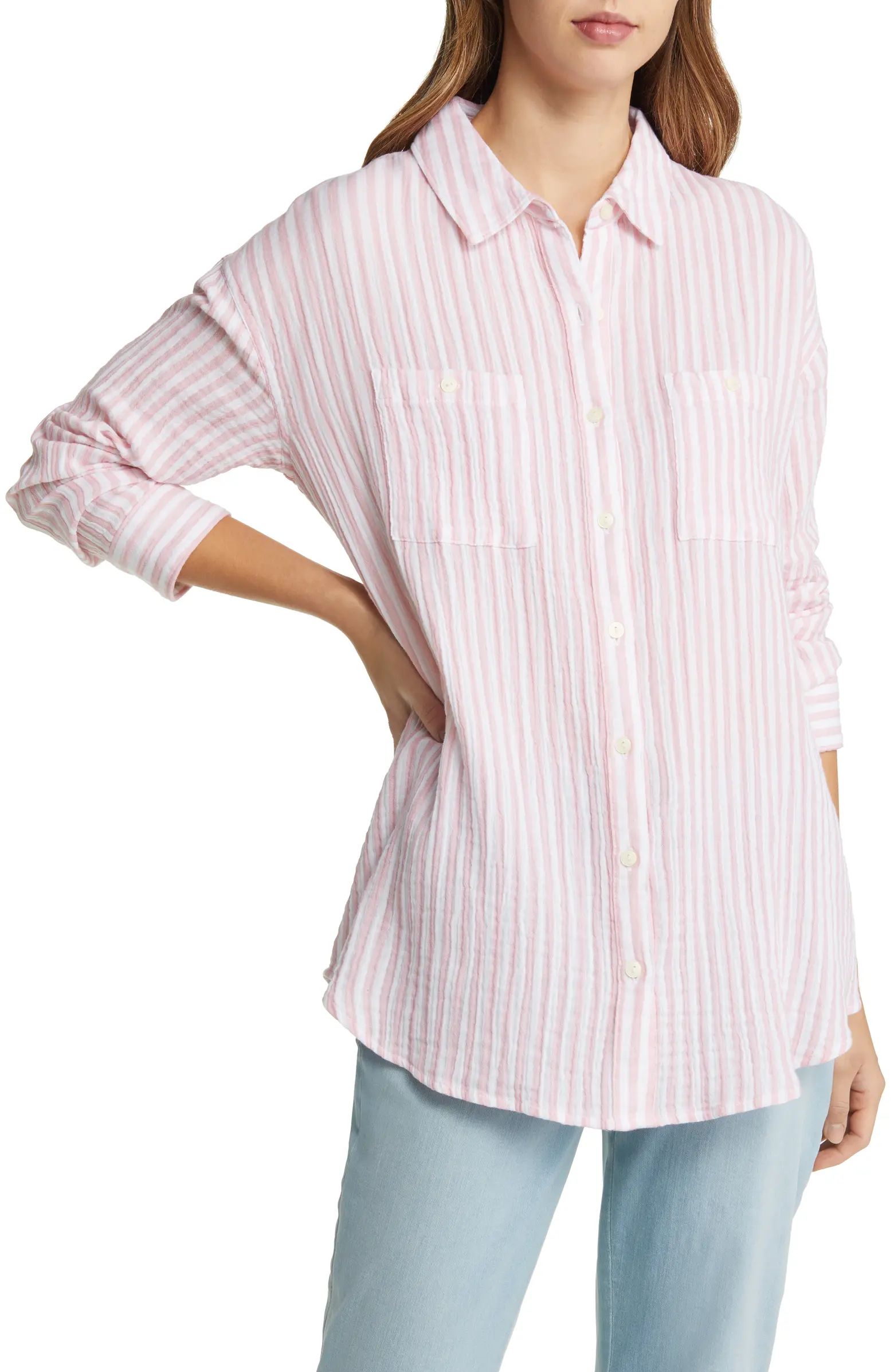 Plaid Cotton Gauze Shirt | Nordstrom